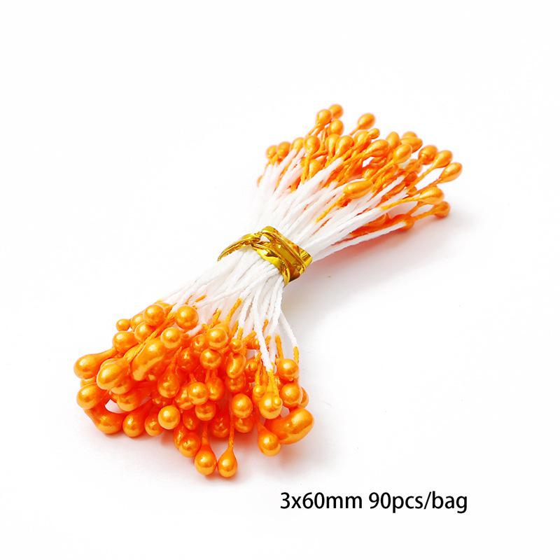 Orange Flower Double-Headed Stamen Foam Hairpin DIY Accessories