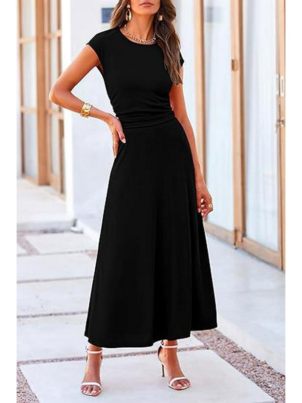 

2025 Summer European-American Casual Knit Crop Top & High Waist Midi Skirt Set L чорний