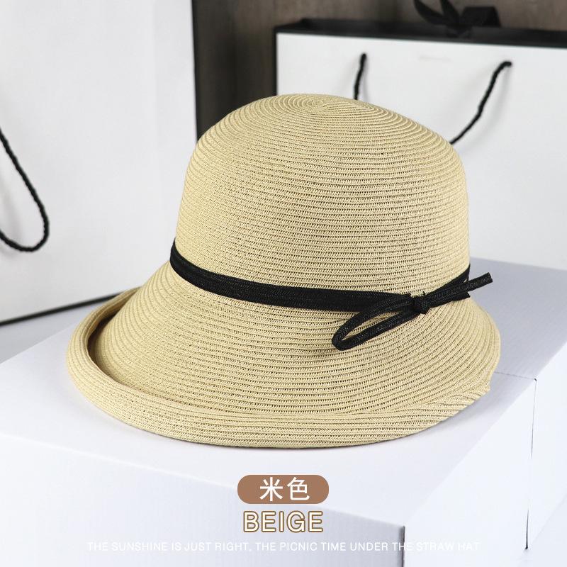Sunscreen straw hat sunshade UV shade summer seaside sunscreen straw hat retro casual summer sun hat