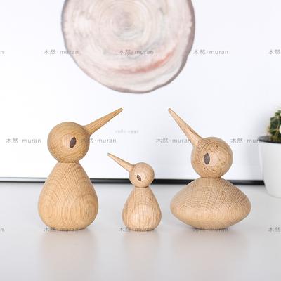 Scultura in Legno Massello Piccola Statuetta di Uccello Carina Divertente Ornamento per Angolo Lettura Scrivania Decorazione Casa Regalo di Compleanno, Testa Ruotabile a 360 Gradi