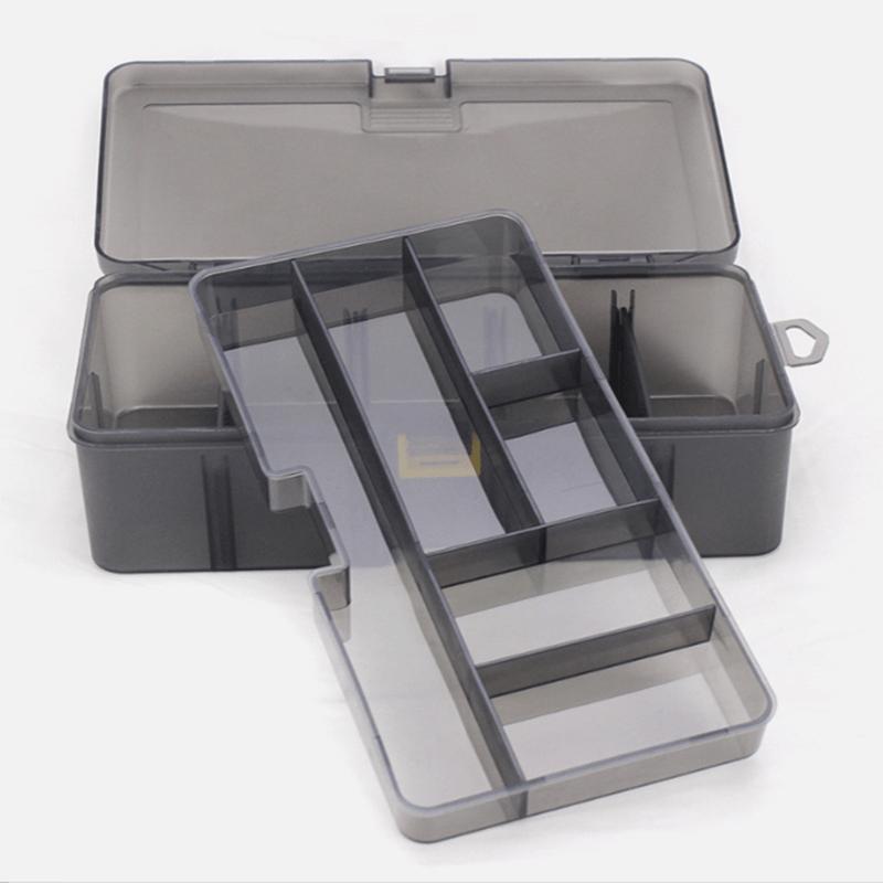 Portable double-layer transparent lure box, detachable panel, multi-functional fishing bait storage accessory fishing tackle box