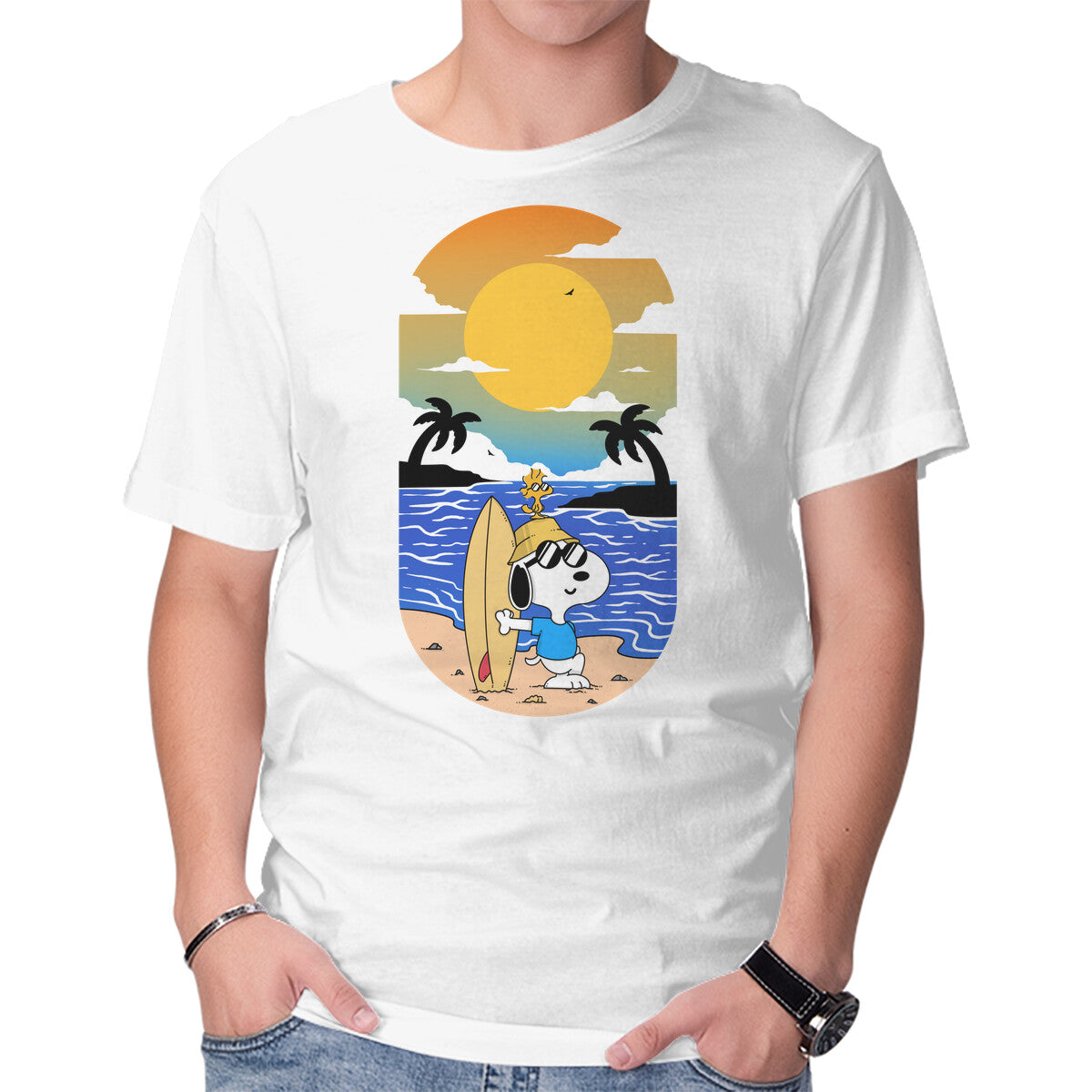 Unisex Crew Neck T-Shirt Summer Surf Graphic Short Sleeve Casual Tee XS