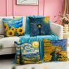Van Gogh Starry Sunflowers Square DoubleSided Printed Pillow Case Bedroom Bedside Pillow Sofa Cushion Cover