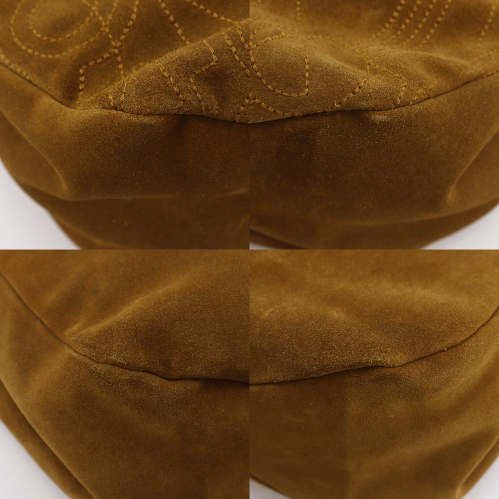 Salvatore Ferragamo Borsa a Spalla con Design a Punto BZ-21 5695 Cammello Pelle Scamosciata Donna Usata