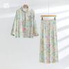Summer 2024 New Minimalist Floral Pastoral Style Pajamas Two-piece Set Long Sleeves Pants Can Be Outerwear Homewear