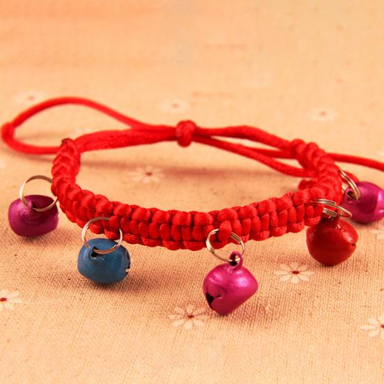 Necklace Adjustable Abrasion Resistance with Bells Woven Rope Pet Collar for Dods