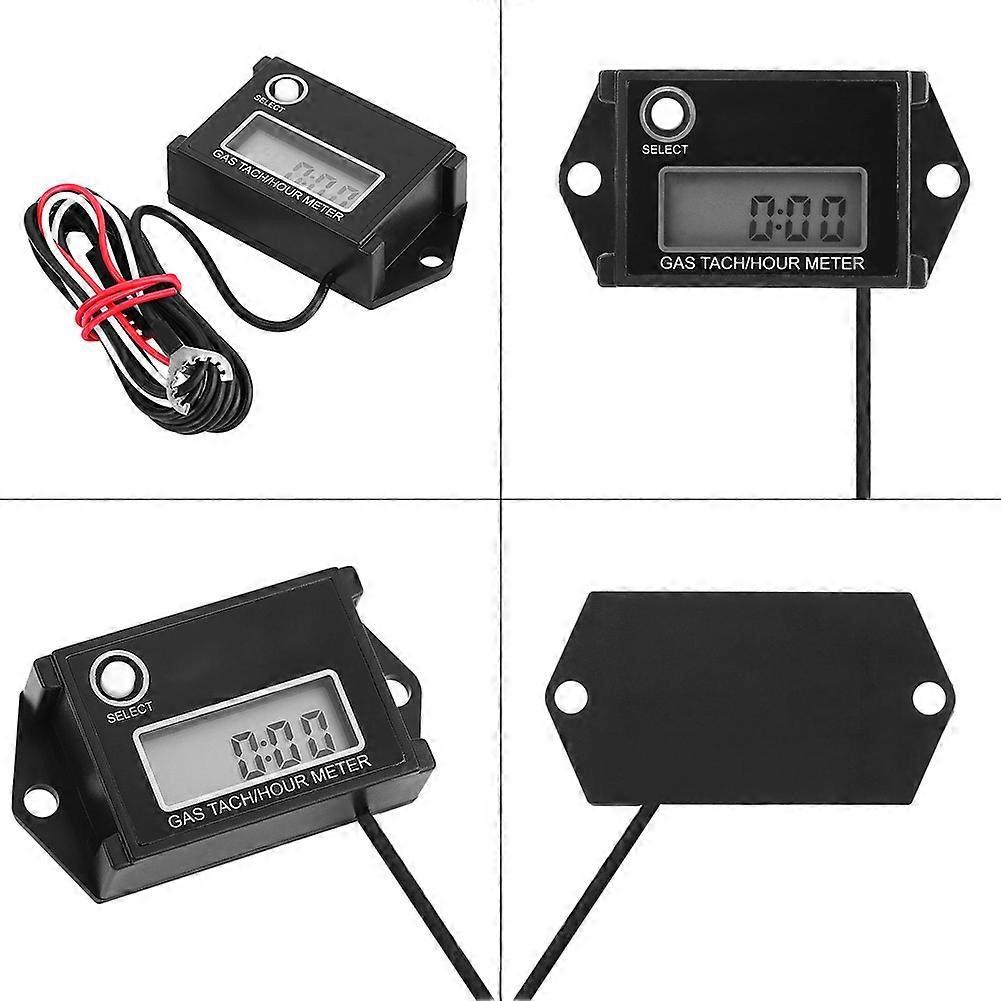 LCD Digital Tachometer Tach/Hour Meter Gauge RPM Tester for 2/4 Stroke Engine Motorcycle