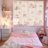Cute Bear Bunny Tapestry Kawaii Pastel Wall Hanging for Bedroom Living Room Dorm Aesthetic Sweet Home Decor