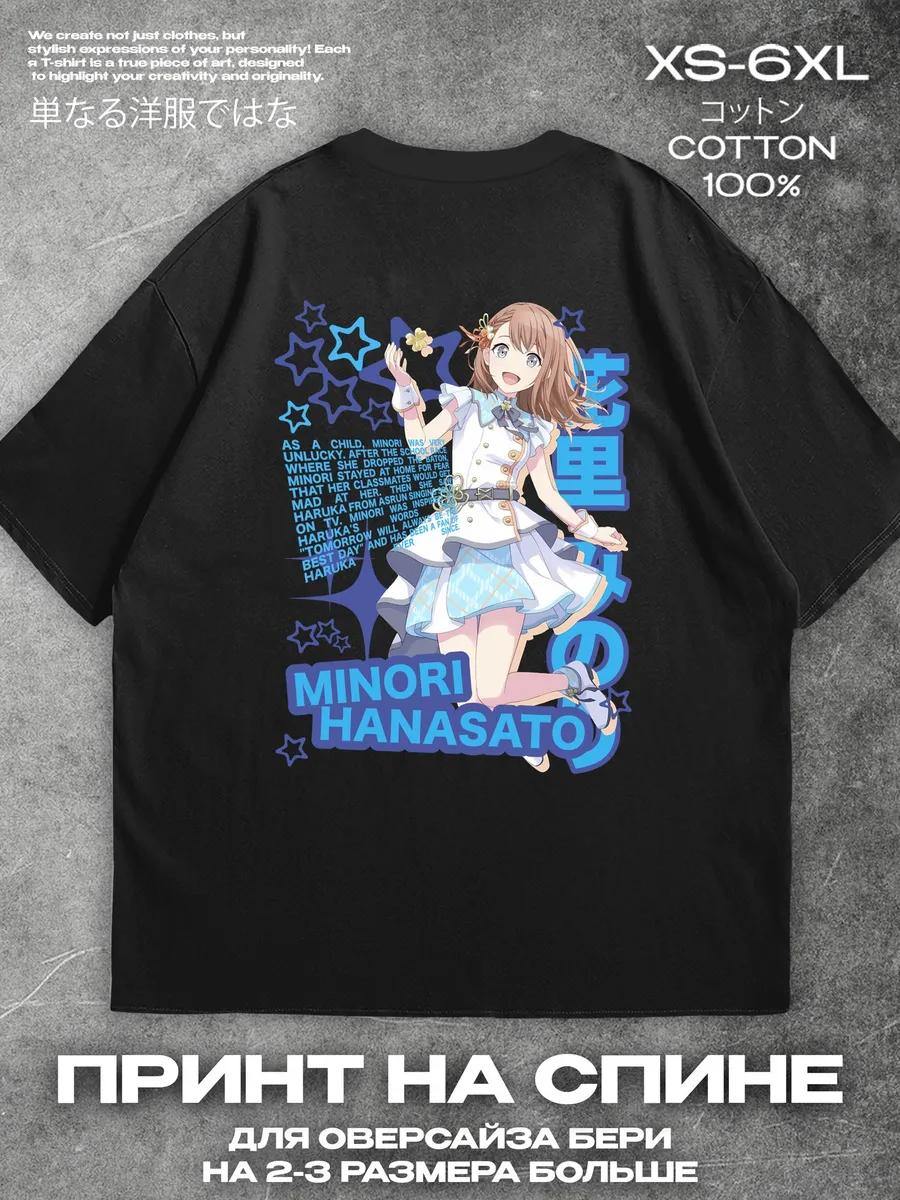 

Hanasato Minori black T‑shirt, print on back Mens Tshirt Womens Tshirts with Letters Print Short Sleeves T-Shirt Casual Street Tee Shirt Top S