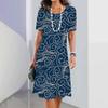 2026 Summer Fashion Personality Printing O-neck Short-sleeved Loose Dress Female Sexy Party Dress