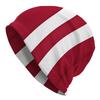 A Men'S Street Style Striped Knit Cap - Featuring a Classic Red And White Vertical Stripe Pattern, Made from Durable Knit Fabric, Comfortable And Stre