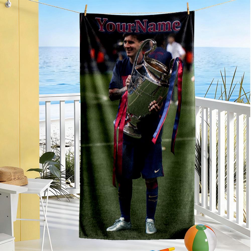Messi Personalized Text Beach Towel Quick-Dry Soft Microfiber Portable for SwimmingBeachCamping Travel Beach AccessoriesGym