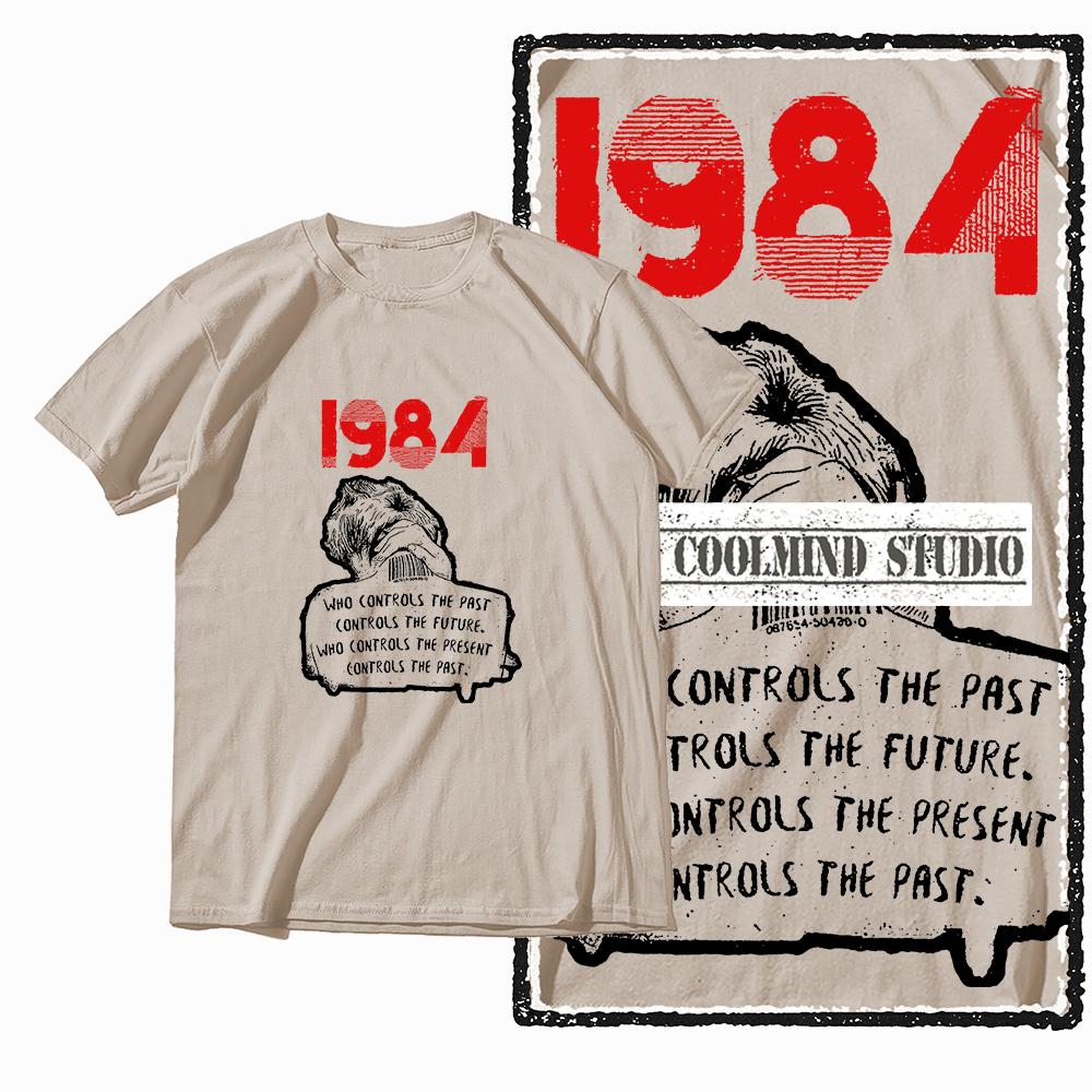 Coolmind X0019 Bavlna velká velikost potisk 1984 Exkluzivní grafické pánské tričko volné s kulatým výstřihem pánské tričko ležérní tričko pro muže trička