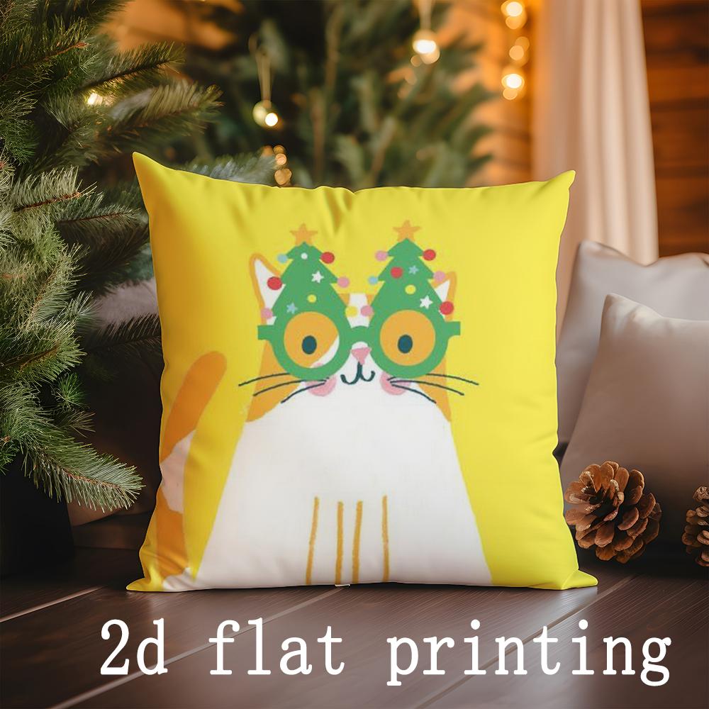 Home Decor Christmas-themed Cute Animal & Snowman Pillowcases Pattern Cushion Cover Suitable for Sofa Bedroom Car Pillow Cover