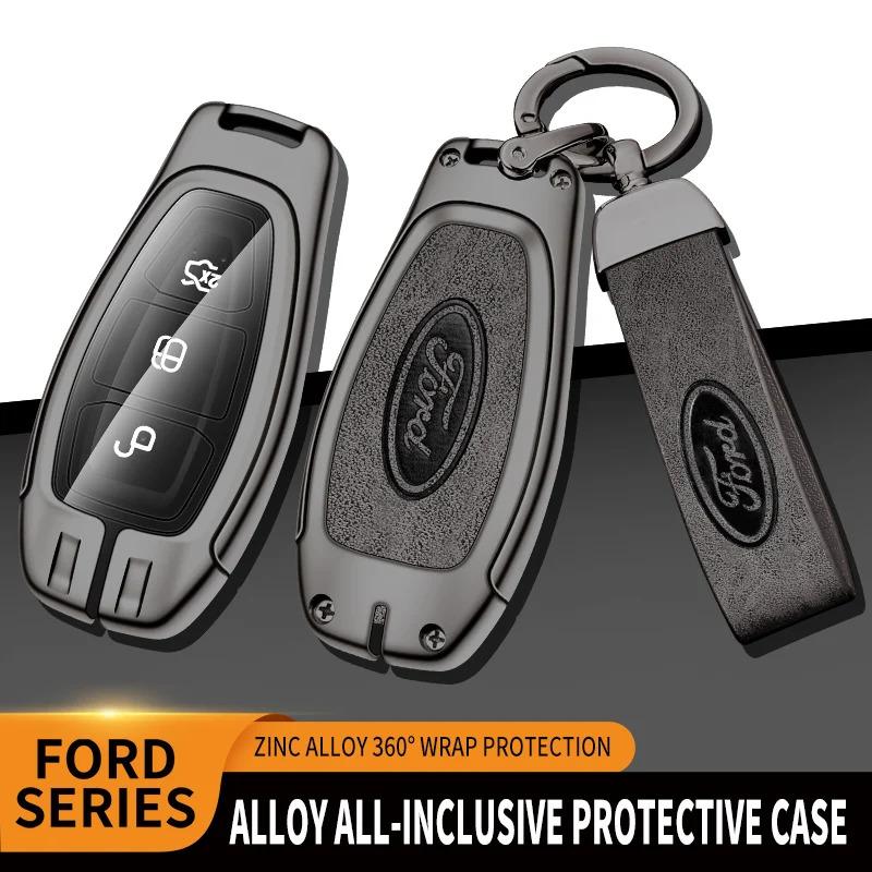 Metall Leder Fernbedienung Schlüsselanhänger Hülle Schutzhülle Für Ford Puma Grand C-Max Focus Mondeo Kuga j278 Fiesta EcoSport Transit
