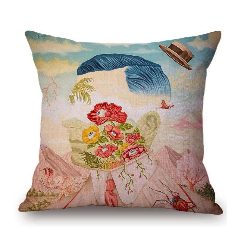 Rafael Silveira Surrealism Oil Painting Pretty Faceless Girl Flower Growth Cotton Linen Sofa Throw Pillow Case Cushion Cover