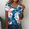 Flower Pattern 3D Printed T-shirt Summer Women's V-neck T-shirt