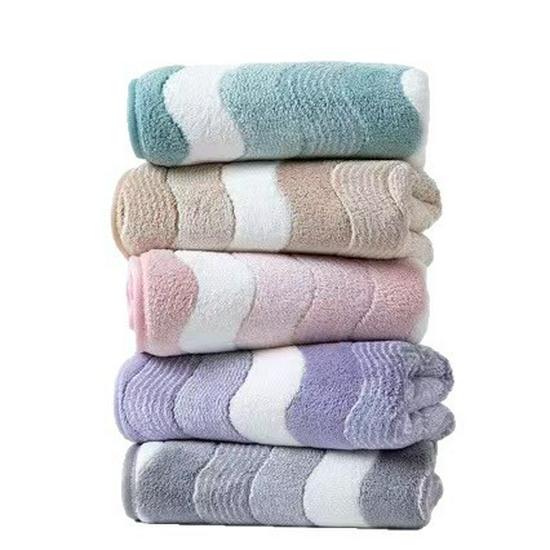 7A Antibacterial Coral Fleece Wavy Pattern Lint-Free Quick-Dry Face & Hand Towel Unisex