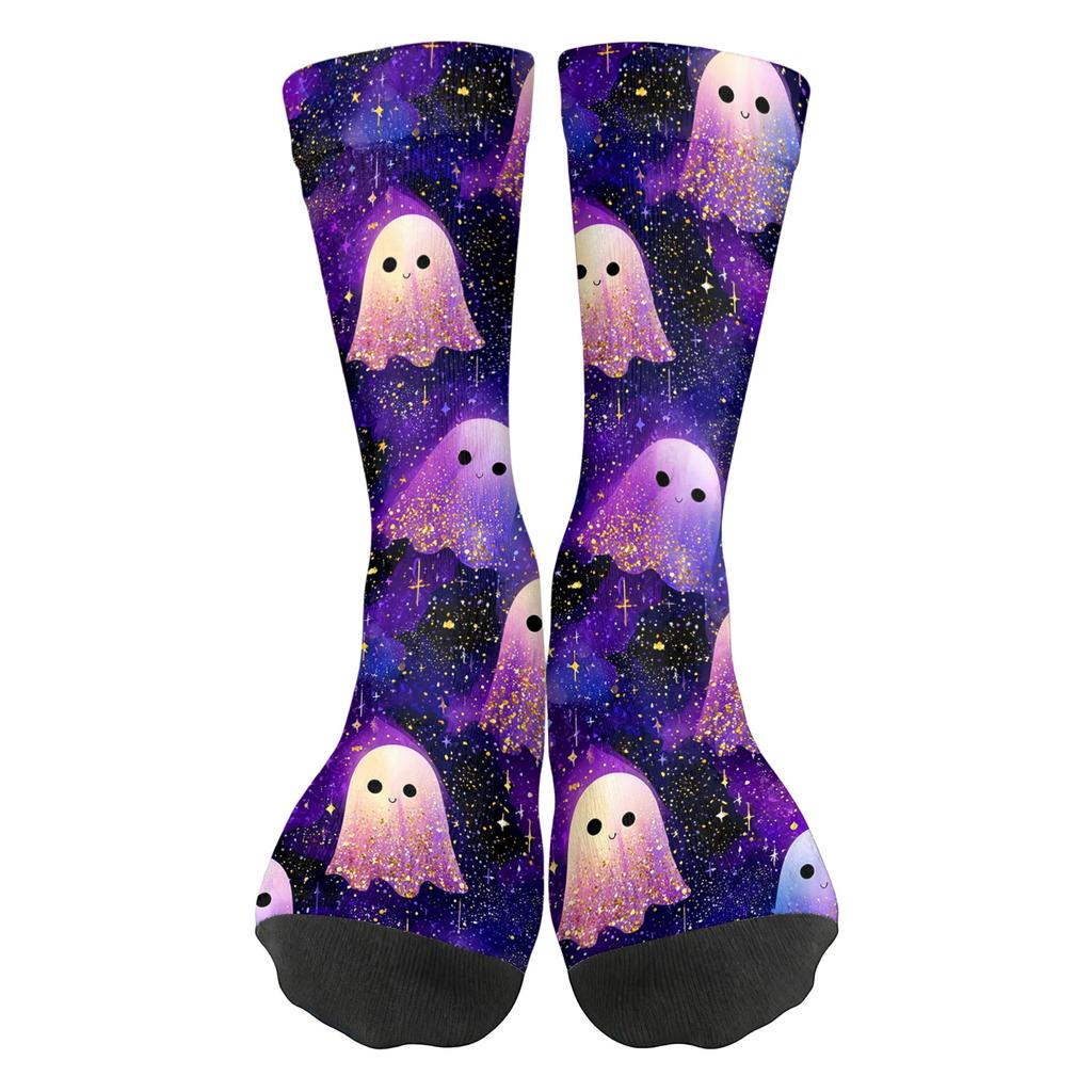 Unisex Mid-Calf Socks with Halloween Print Breathable Comfort Fit for Casual Wear