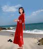 Yunnan Sanya Fairy Beach Red Dress - Women's Long Slimming Desert Travel Outfit