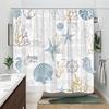 Ocean style shower curtain waterproof and moisture-proof bathroom curtain exquisite shell and starfish pattern, machine washable