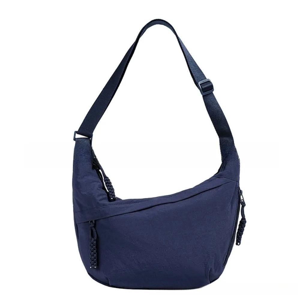 Casual Canvas Crossbody Bags Korean Simplified Large Capacity Sports Hobos Bag Solid Color Lightweight Dumpling Bag Women