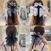 Korea Blume Haarspange für Frauen Elegant Schleife Haarspange Mädchen Schwarz Krabbe Haarspange Retro Halb-Klammer Haarnadel Haarschmuck