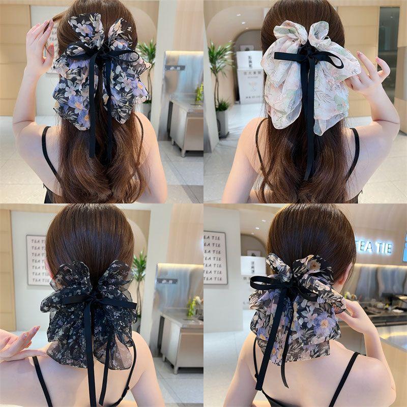 Korea Blume Haarspange für Frauen Elegant Schleife Haarspange Mädchen Schwarz Krabbe Haarspange Retro Halb-Klammer Haarnadel Haarschmuck