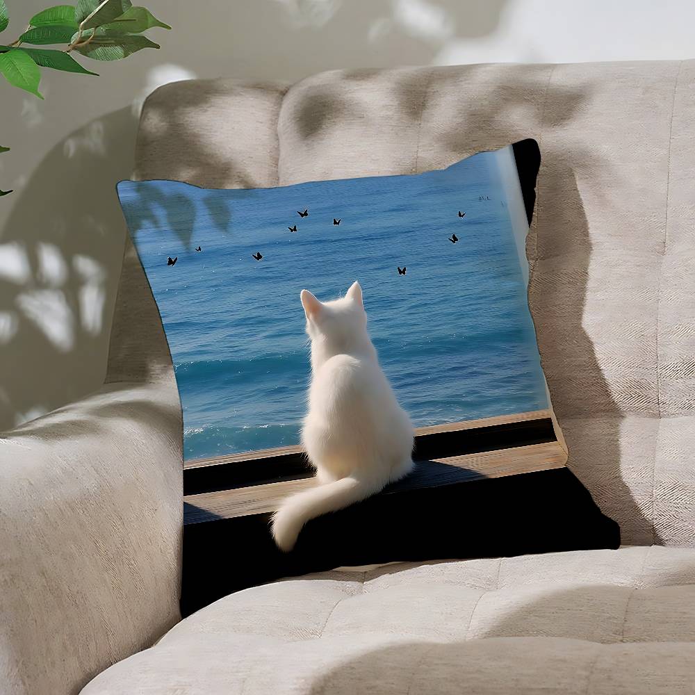 Quiet And Ethereal Blue Customizable Square Pillowcases Stylish And Soft Perfect For Beds Cars And Sofas