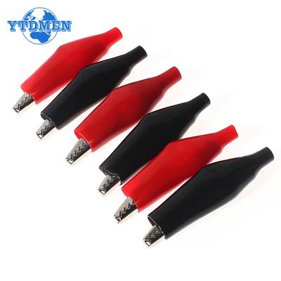 5PCS Alligator Clips 28mm 35mm 45mm Crocodile Type Clips Electrical Clamps Testing Probe Meter Black Red with Plastic Coated