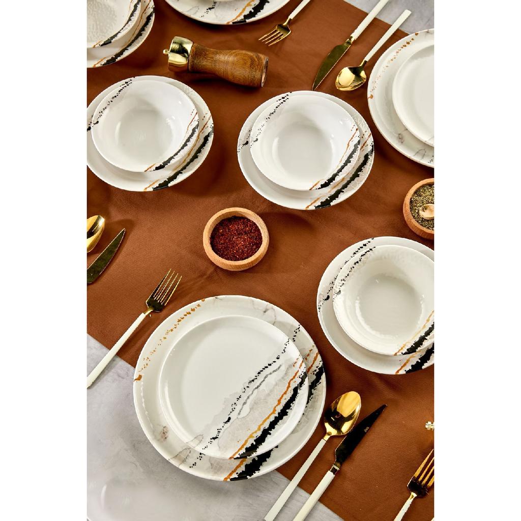 Gold Lux ceramic Wishing Tree 24 Piece Dinner Set For 6 Persons