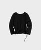 Mitayuseu Shirred Layered Boat Neck T-Shirt [Black]
