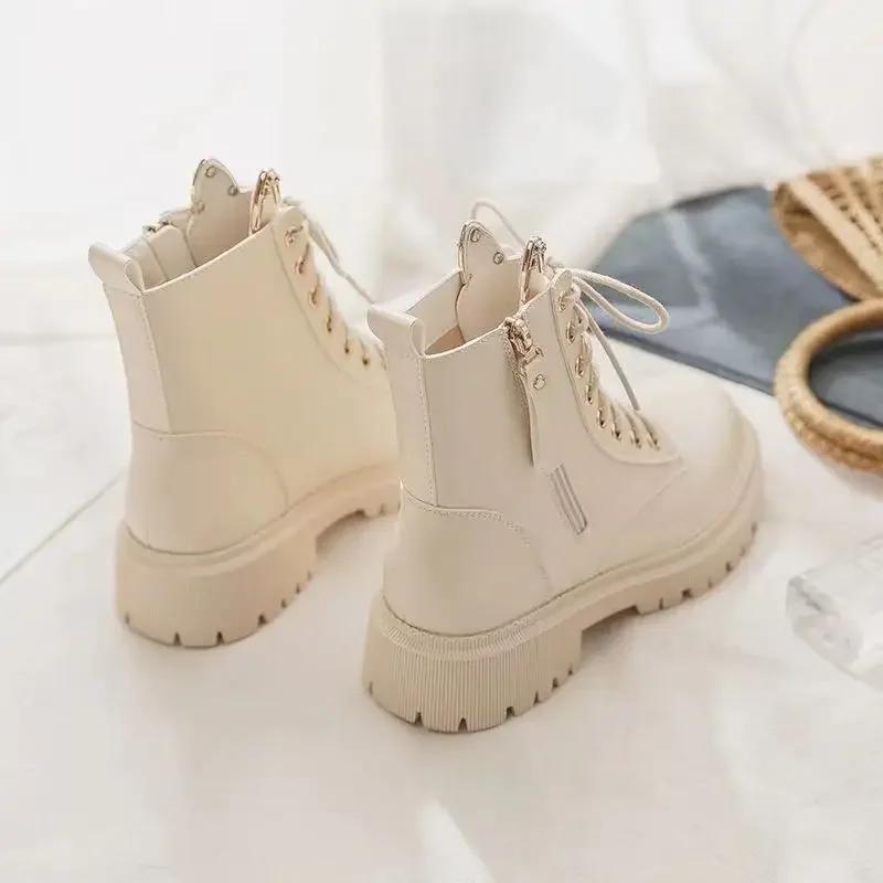 Platform Woman Short Shoes Fashion 2025 Booties Chunky Ankle Boots for Women Biker Chic and Elegant Autumn Designer Luxury Pu 39