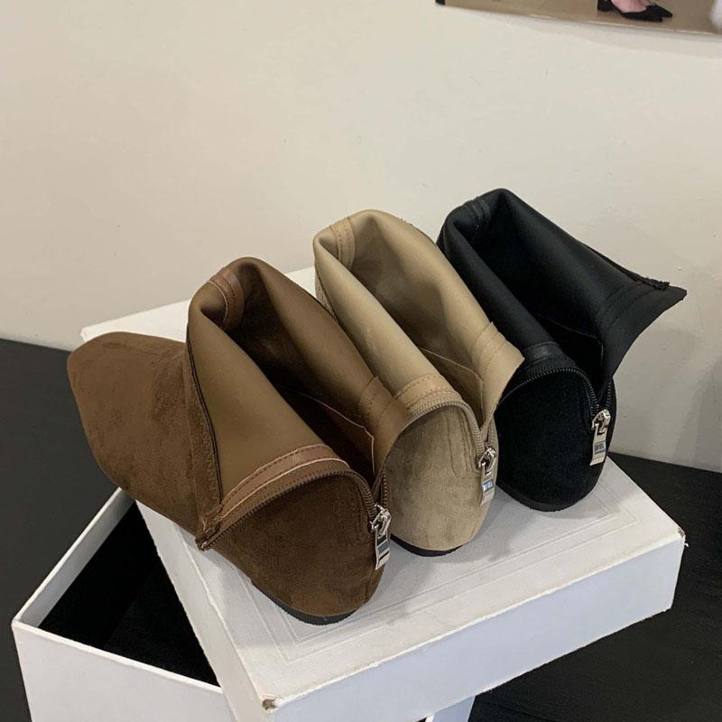 Fashion Eilyken Autumn Winter Punk Style Pointed Toe Women Ankle Boots Fashion Zipper Low Heels Ladies Shoes Concise Short Booties