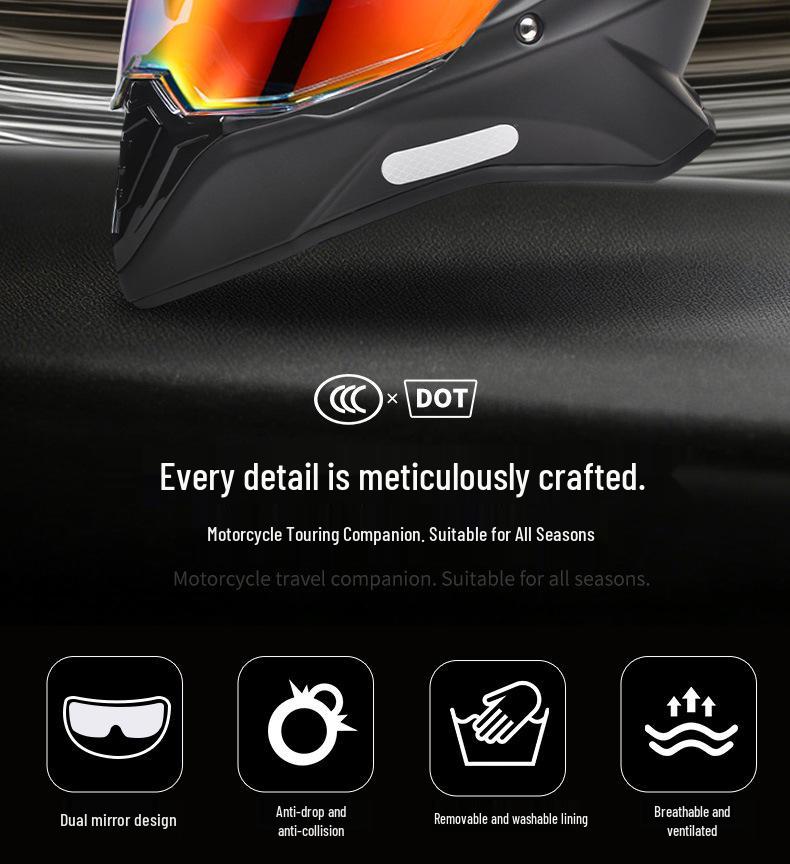 A-Class Unisex Motorcycle Helmet: Double Visor Full Face for Touring & Off-Road Use