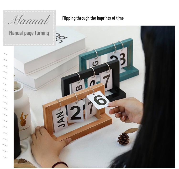 Wooden Flip Calendar - Creative ZAKKA Office and Home Desktop Ornament