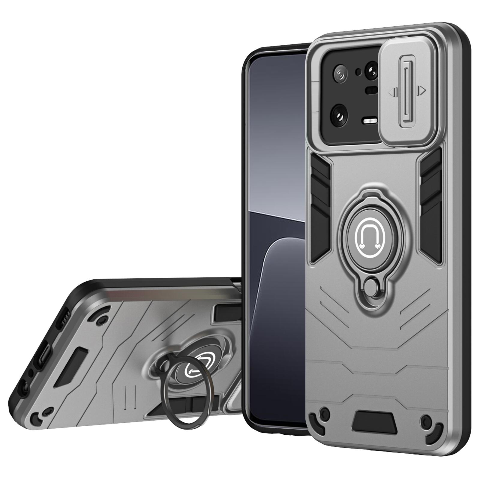 

For Xiaomi 13 Pro 5G Case PC+TPU+Metal Kickstand Phone Cover Grey