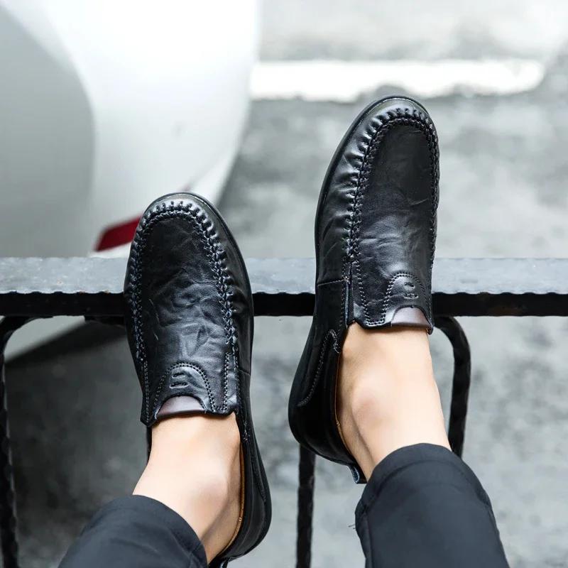 Модная мужская обувь Модная Удобная Повседневная Высококачественная Кожаная обувь Мягкие — фото 3