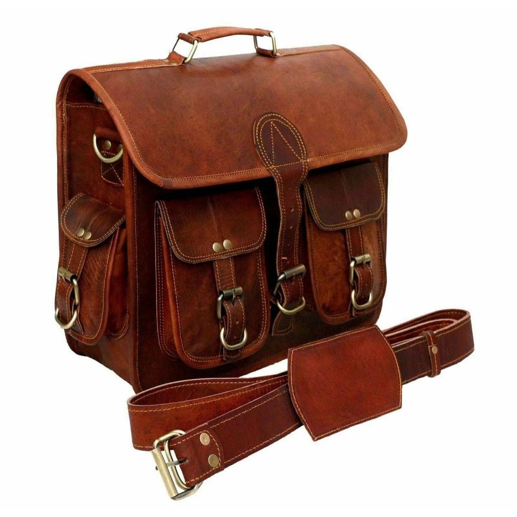 Genuine Vintage Men's Leather Messenger Bag Shoulder Laptop Bag Briefcase