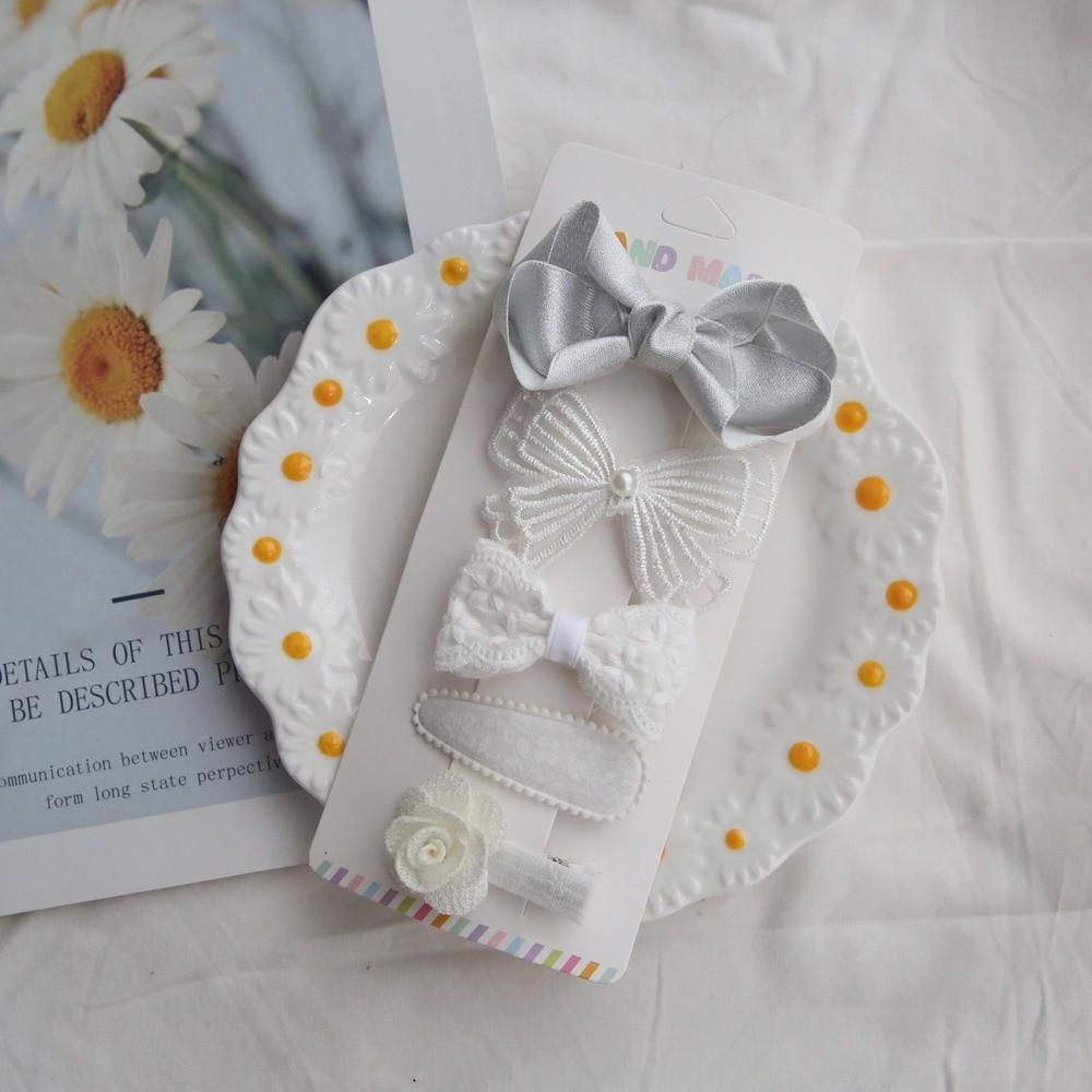 

5pcs Hair Bows Children s Hairpins Set Lolita Lace Ribbon Bows Hair Clip No Damage Barrette Bangs Hair Grips Hair Decorations