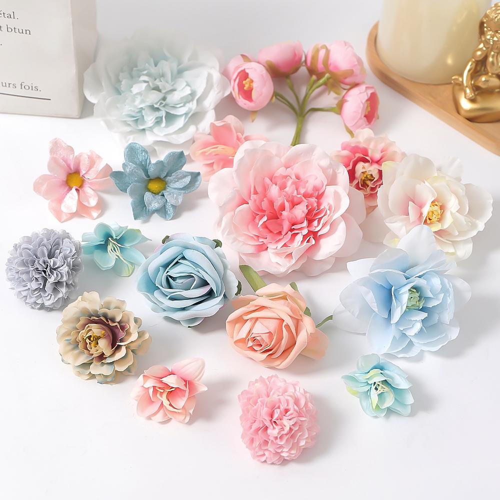 16/17/18/19Pcs Mix Artificial Rose Flower Heads Silk Home Room Table Decor Gift Garden Valentine's Day Decor Wedding Decoration