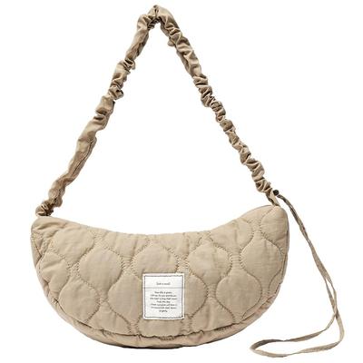 Cute Quilted Gathered Crossbody Shoulder Beige [Rename] Women's Bag,