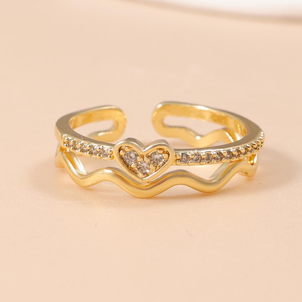 

2026 Romantic Heart Ring: Double Layer, Micro-set Diamonds, Open Adjustable Design, Light Luxury Hand Jewelry.