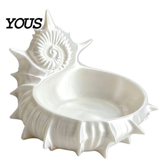 Conch Shape Jewelry Plate 3D Printed Tray, Sea Snail Dish Bowl for Ocean Theme Trinket Organizing Necklaces Earrings, Decorative Desk Organizer