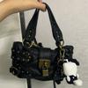 Vintage Rivet Handbag Fashi Brand Highend Y2k Style Motorcycle Bag Leopard Print High-quality Pu Shoulder Crossbody Bag Wallet