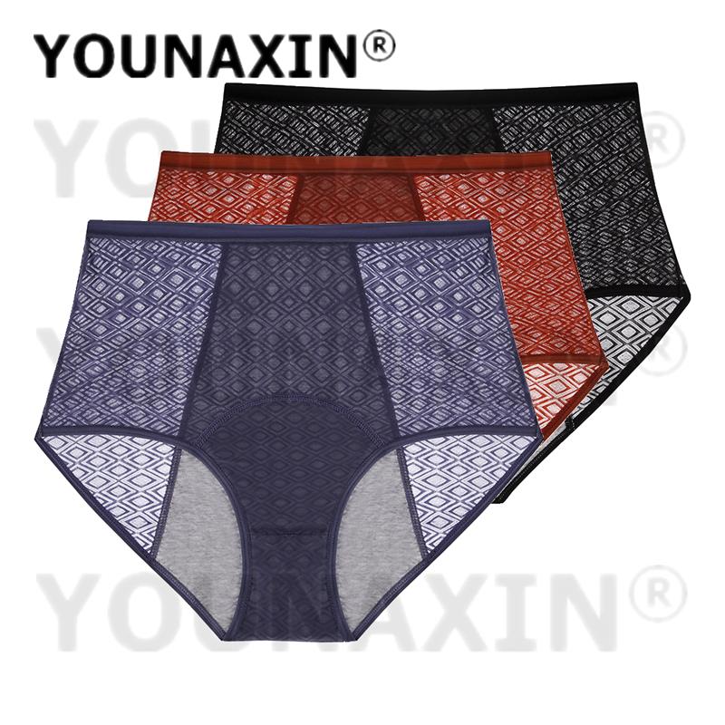 3PCS Women's Underwear High Waist Period Panties Leakproof Briefs Breathable Mesh Menstrual Lingerie Fit 40-85kg Wear