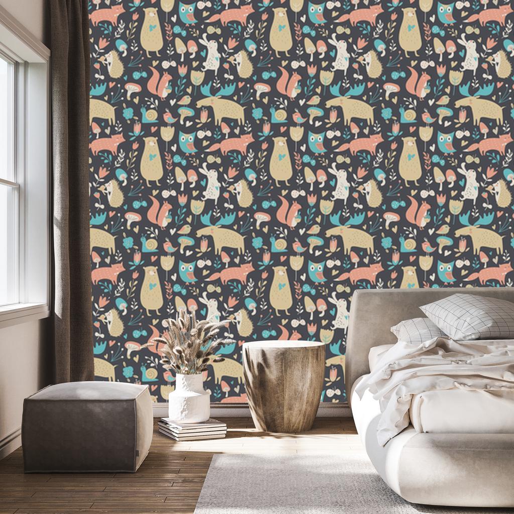 Forest Animals and Plants Wallpaper for Living Room and Bedroom 50x1000