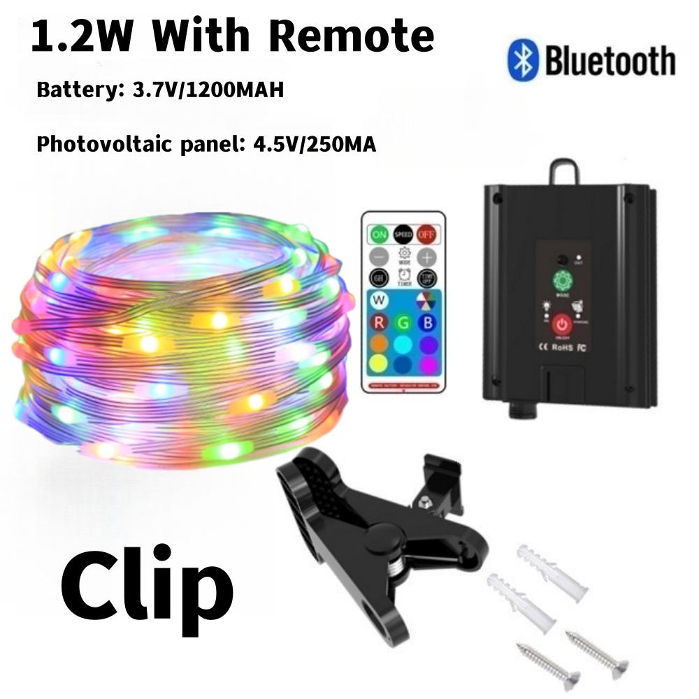 

Bluetooth APP Control RGB Solar String Lamp Fairy Light Waterproof Outdoor Wedding Decoration Garland Party Christmas Lights 6m 60leds