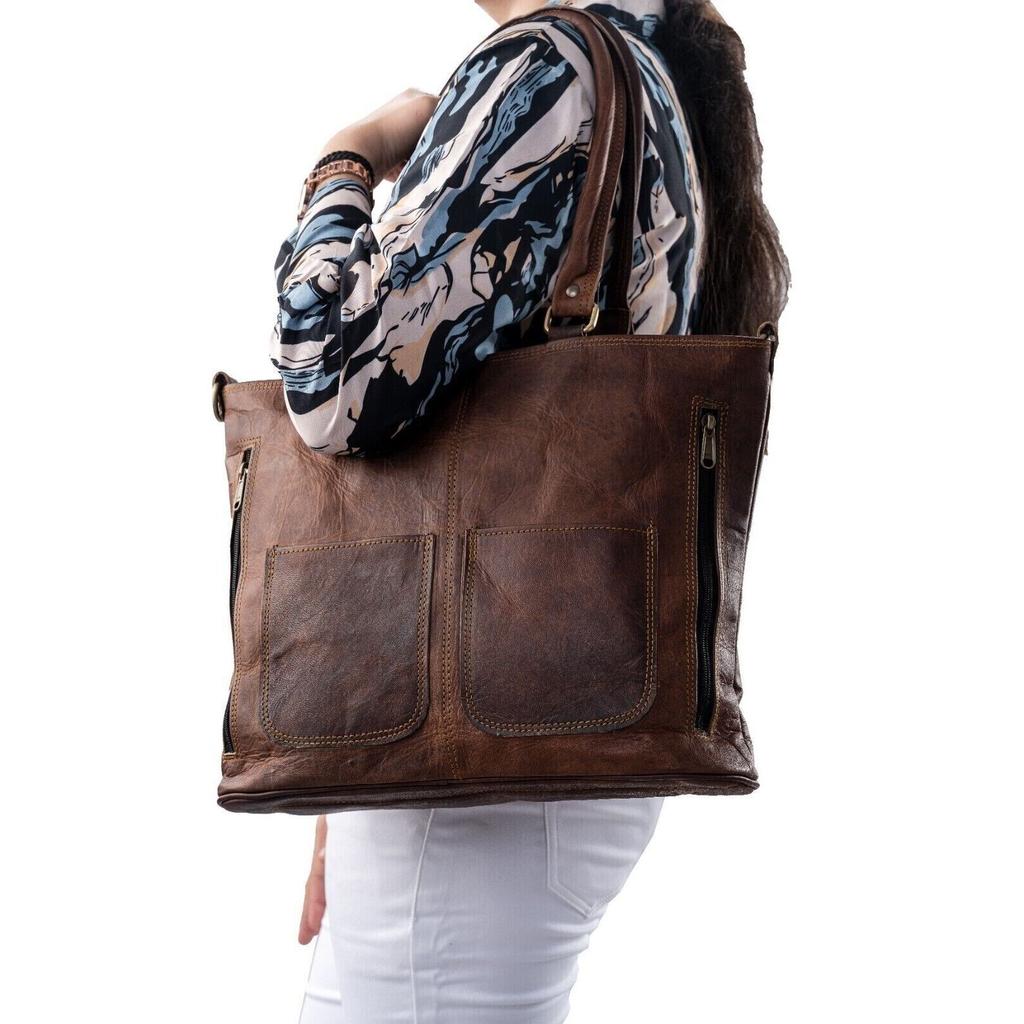 Damen-Schultertasche, Vintage-Leder-Geldbörse, braune Shopper-Umhängetasche