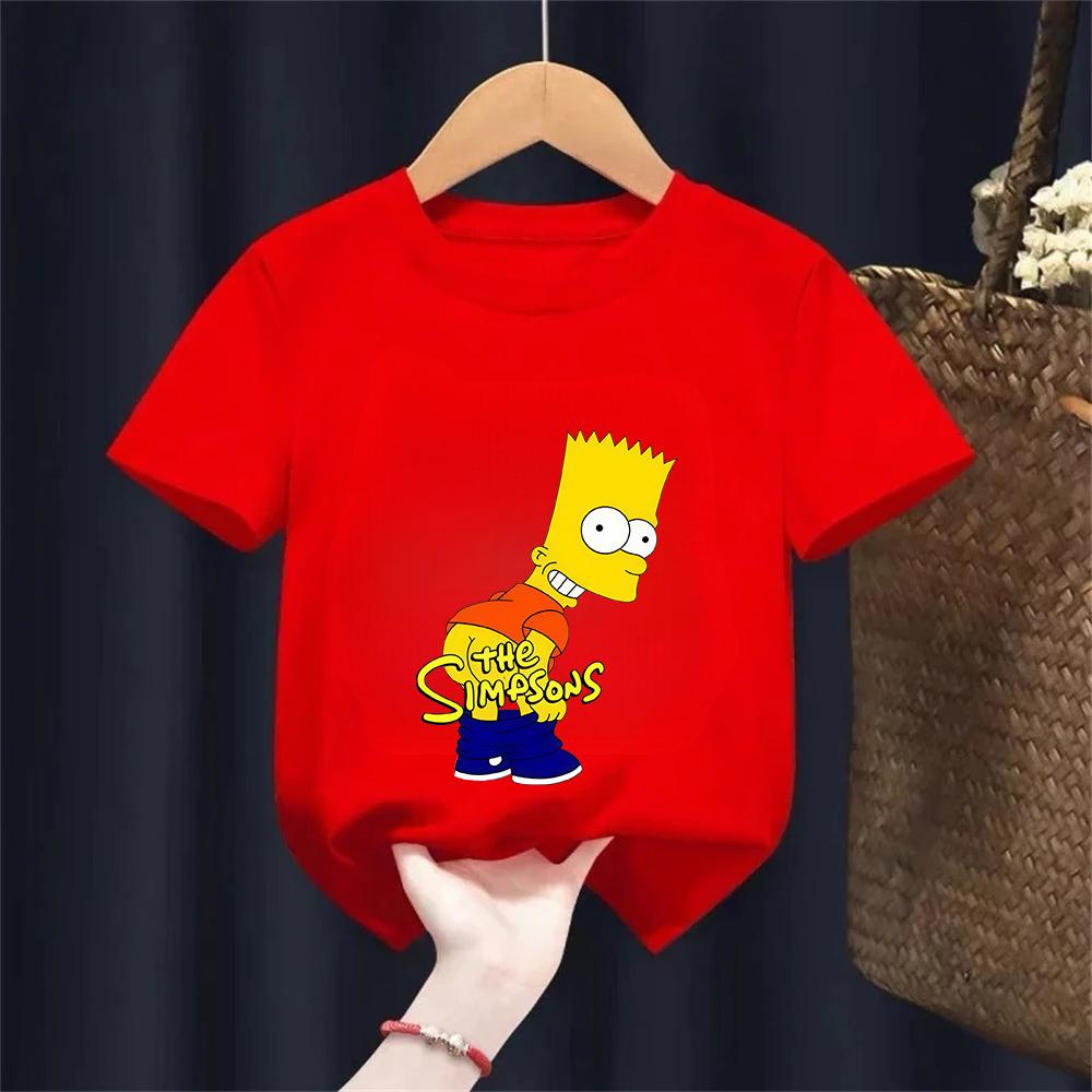 Simpsons Funny Printed TShirt Kids Fashion Trend Top Boys Girls All Seasons Cotton Crew Neck Short Sleeves